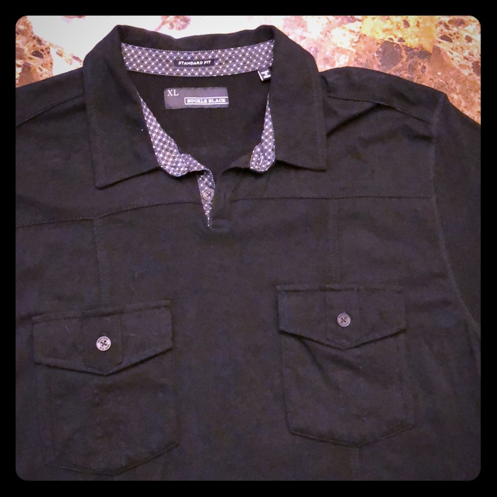 NWOT-Men’s Black Buckle Polo
